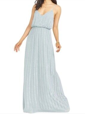 Show Me Your MuMu Victoria Maxi Dress Beaded Size M Light Green